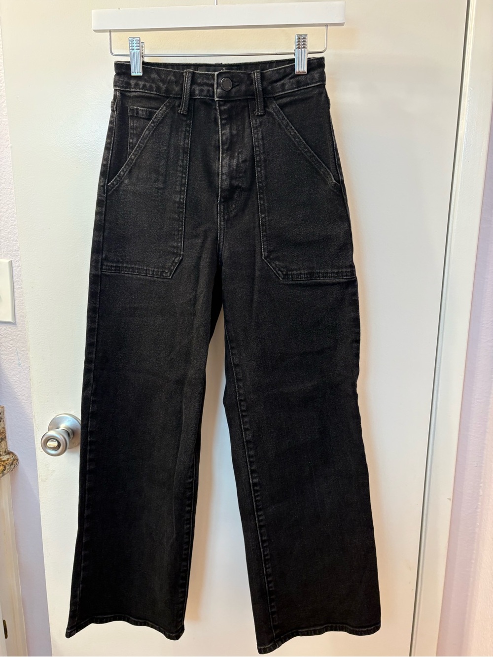 Just Black High-Rise Wide Leg Black Jeans Like New Size 24